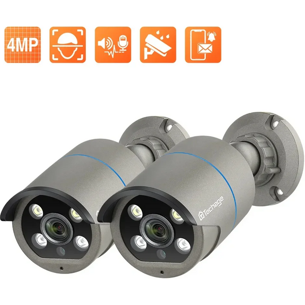 Techage HD 4MP AI POE IP Kamera Zwei-wege Audio IR Nacht Im Freien Wasserdichte CCTV Video Sicherheit Überwachung Kamera Für NVR kit