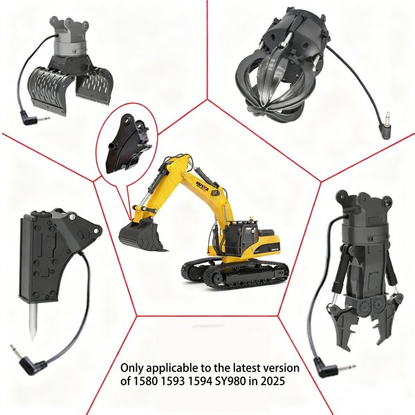 2026 Original Huina 1580 580 1593 593 1594 RC Bagger Zubehör Ersatzteile Legierungs-Bohrgriff Holz-Kunststoff-Greifer Controller