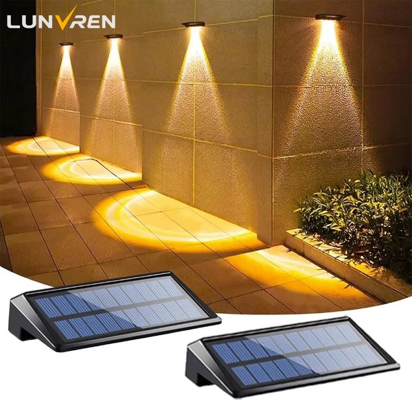 Paquet de 2 appliques murales solaires 4 LED lumières de clôture solaire lumières de pont solaires imperméables extérieures appliques murales pour clôture poste cour voie