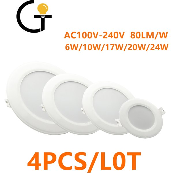 4PCS LED Recessed Downlight Energy Saving No Flicker AC110V 220V High Power 6W-24W 3000K/4000K/6000K Used in Kitchen Study