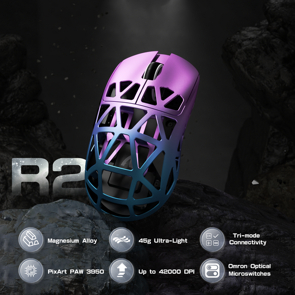ATTACK SHARK R2 programmierbare Tri-Mode-Maus, ultraleichte Magnesiumlegierung, optischer PAW3950-4000-DPI-Sensor, 8000-Hz-Pollrate
