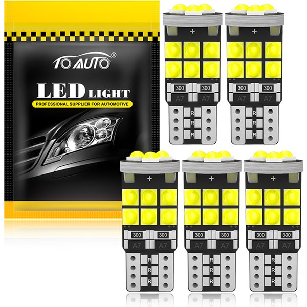 5 pièces T10 W5W 194 501 Led Canbus sans erreur lumière intérieure de voiture T10 15 SMD 3030 puces blanc pur Instrument lumières ampoule lampe 12V