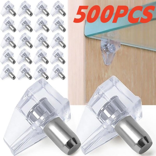 Goujons d'étagère transparents, 10/500 pièces, chevilles en plastique stratifié, Support d'armoire, étagères de garde-robe, Support de plaque de verre, quincaillerie de meubles