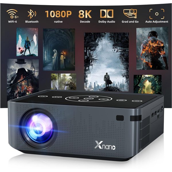 Projecteur intelligent Xnano X1 PRO, résolution native 1080P, 350 ANSI, décodage 8K, Android 9.0, WiFi6, BT5.0, mise au point automatique, correction trapézoïdale 4D, projecteur de cinéma maison
