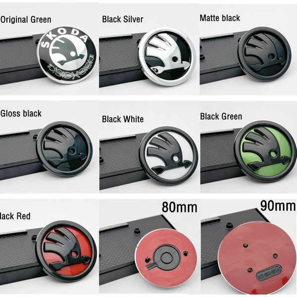 ABS 80mm 90mm Auto Front Kopf Haube Hinten Stamm Klassische modell Für Skoda Octavia Superb MK2 Fabia schnelle Roomster Abzeichen Emblem Sticke