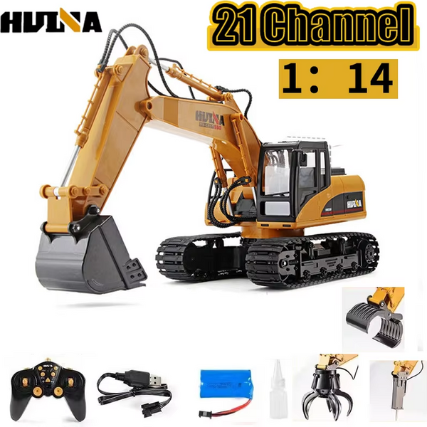 Huina 550HD 1/14 Excavatrice RC 21CH Camion télécommandé en alliage Jouets Véhicule d'ingénierie à double chenille Jouet de construction