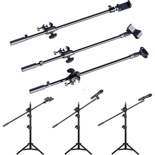 Support de Microphone en métal, bras de flèche réglable, Clip de micro robuste, support d'extension pour téléphone 55CM