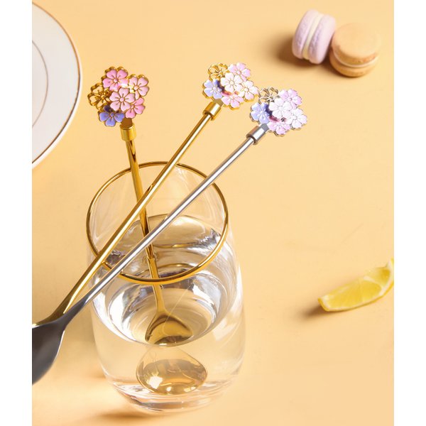 Creative Stainless Steel Spoon Cherry Blossoms Spoon Coffee Dessert Spoon Christmas Gifts Tableware Decoration Tea Spoon