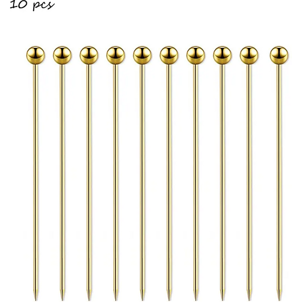 10 Pcs 304 Stainless Steel Food Picks Reusable Cocktail Sticks Reusable Drink Picks Martini Picks Toothpicks Fruit Picks