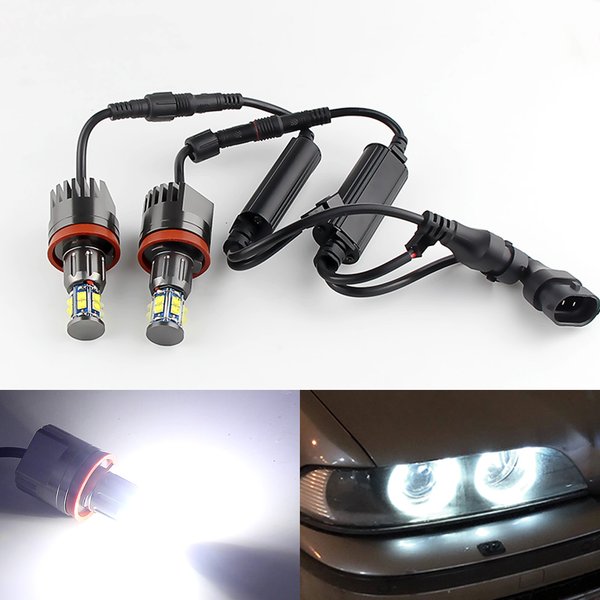 2 Stück LED Angel Eyes Lichter Canbus für BMW E60 E61 E63 X5 E70 X6 E71 E90 E91 E92 E93 M3 E89 E82 E87 H8 LED-Scheinwerfer 6000K Weiß
