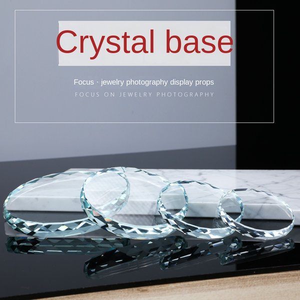 Crystal base gasket Sunflower glass bottom photography props Nail beauty makeup tray circular ornaments