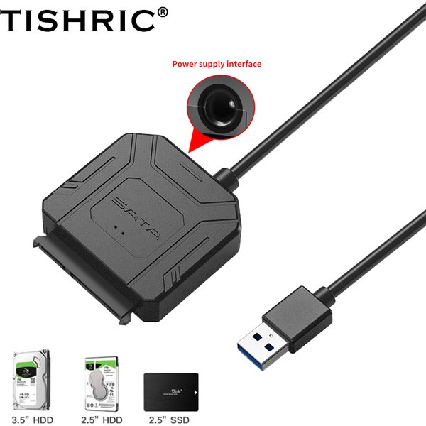 TISHRIC SATA to USB 3.0 Type C To 7 15 22pin Cables External Power For 2.5 3.5 SSD HDD Hard Disk Drive SSD Converter 5TB 6Gbps