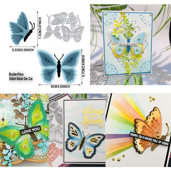 Alinacutle Stanzformen, Schmetterlings-Metall-Stanzformen, geschnitten, geätzte Stanzformen, Papier, Basteln, Karte, Scrapbooking, handgefertigte Kunst, Stanzformen