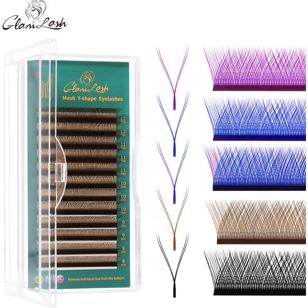GLAMLASH cils colorés Y brun bleu violet YY forme Extensions de cils 0.07 C/D naturel doux synthétique vison fleur outil de maquillage