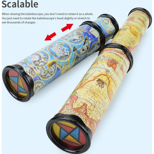 Caleidoscope pour enfants à miroir intérieur à trois facettes évolutive, rotation rétractable, jouets classiques de maternelle
