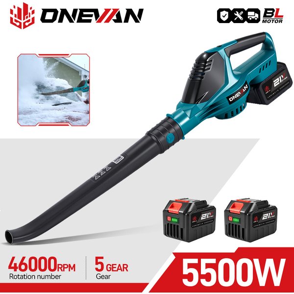 ONEVAN – souffleur d'air électrique sans fil, 5500W, souffleur de feuilles, outil de nettoyage de la poussière de neige, adapté aux broches de batterie Makita 18V