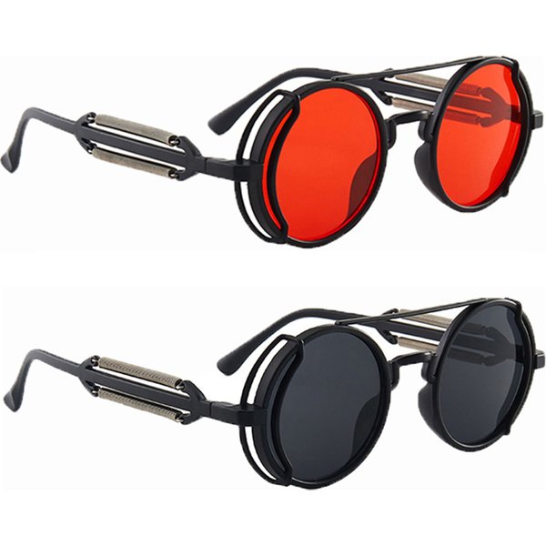 Steampunk Sonnenbrille UV400 Runde Rahmen Design Farbige Linsen Gläser Brillen Gothic Männer Frauen Retro Klassische Sonnenbrille Steampunk