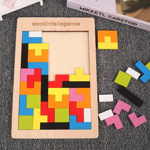 Puzzle en bois pour bébé, 1 ensemble, éducation précoce, jeu amusant pour enfant, logique, jouet carré, tangram