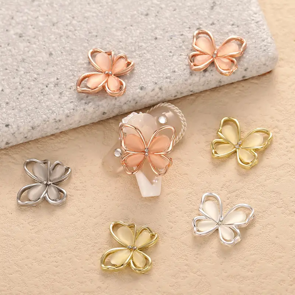 10 Stück 3d Hohl legierung Strass Schmetterling Nail Art Schmuck, Luxus Super Glitter Nail Art Charms Nagel dekoration Zubehör