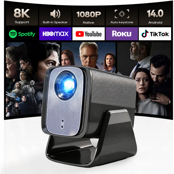 Projecteur intelligent LYNCast avec WIFI6 et Bluetooth 5.4, décodage 8K, X5AR, 1500 ANSI, système de son surround, idéal pour les séries télévisées, les films, les jeux vidéo, l'anime, le sport, les