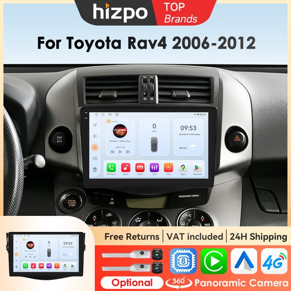 Hizpo 9 "Auto-Multimedia-Player Für Toyota RAV4 Rav 4 2006 - 2012 2Din Android Auto Carplay Navigation GPS 4G-LTE WIFI Stereo BT