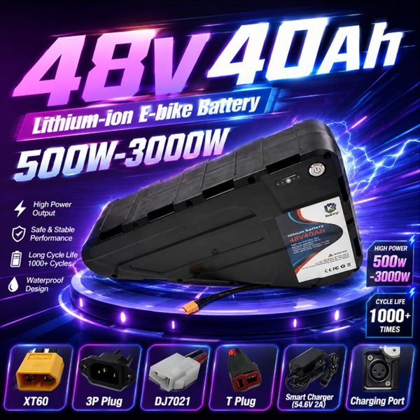 Polen Lager 3-7 Tage EU Schnelle Lieferung 48V 40AH Dreieck 18650 Lithium-Akku-Pack für modifizierte Mountain-E-Bikes mit eingebautem BMS und Ladegerät, passend für 250W-3000W Motor
