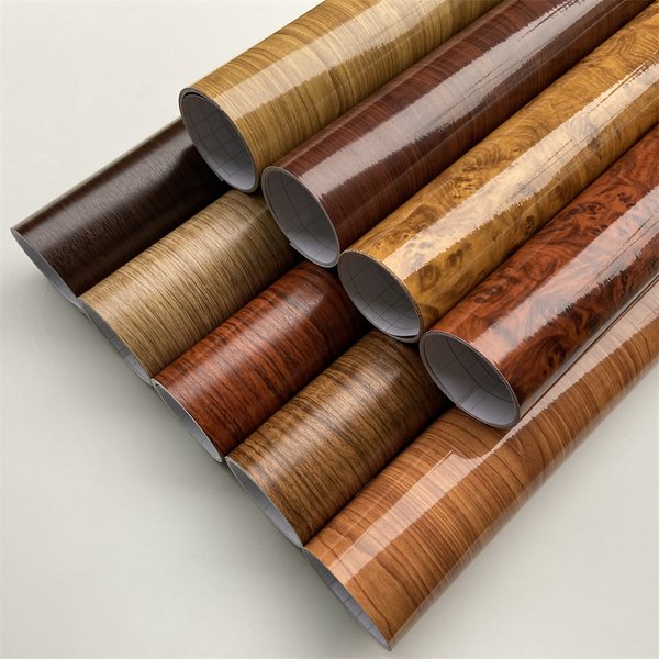 Film d'enveloppe en vinyle pour voiture, autocollant pour meubles d'intérieur, sans bulles, auto-adhésif, Grain texturé en bois, Film décoratif pour armoire