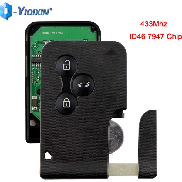 YIQIXIN 433Mhz clé de voiture de contrôle intelligent pour Renault Clio Logan Megane 2 3 Scenic ID46 PCF7947 puce insérer 2 boutons télécommande carte Fob