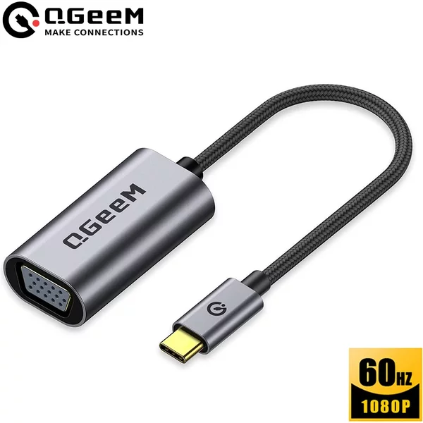 Câble qgeem USB C vers VGA câble adaptateur VGA usb3.1 type C vers femelle pour MacBook Pro Lenovo xiaomi tablette pc portable chromebook PC portable accessoires Huawei mate 30 p30 Samsung S23 s22