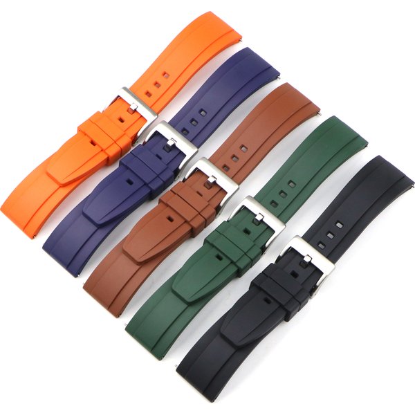 FKM Fluorine Rubber Watch Strap 20mm 22mm 24mm With Quick Release Waterproof Dustproof Sports Wacthband Diving Bracelet