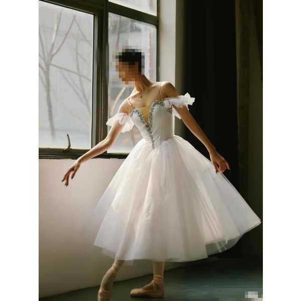 Ballett Tutu Rock Leistung Weiß Erwachsene Wettbewerb Professionelle Tanz Ballett Kleid Fee Langes Kleid Ballett Kostüm Mädchen Kind