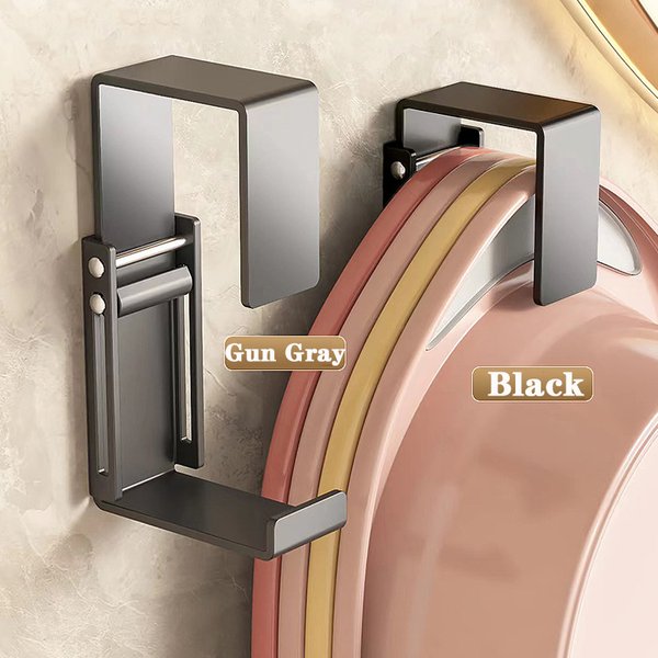 Stainless Steel Wash Basin Holder Hooks Punch-Free Washbasin Organizer Rack Bathroom Traceless Basin Storage Shelf Space Saving