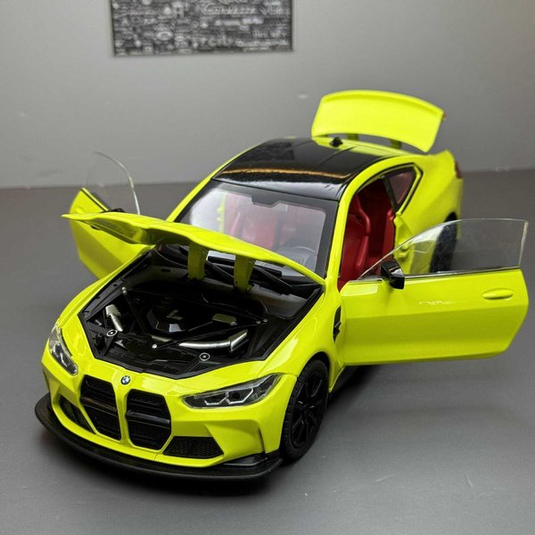 Modèle de voiture de sport en alliage M4 G82 coupé 1:24, véhicules métalliques moulés sous pression, Simulation de lumière sonore, Collection de jouets pour enfants, cadeau