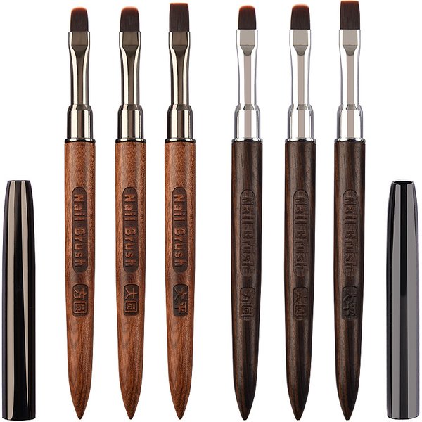 Stylo brosse à ongles en acrylique, 1 pièce, pour poudre de manucure, manche rond en bois, pinceaux de construction de Gel