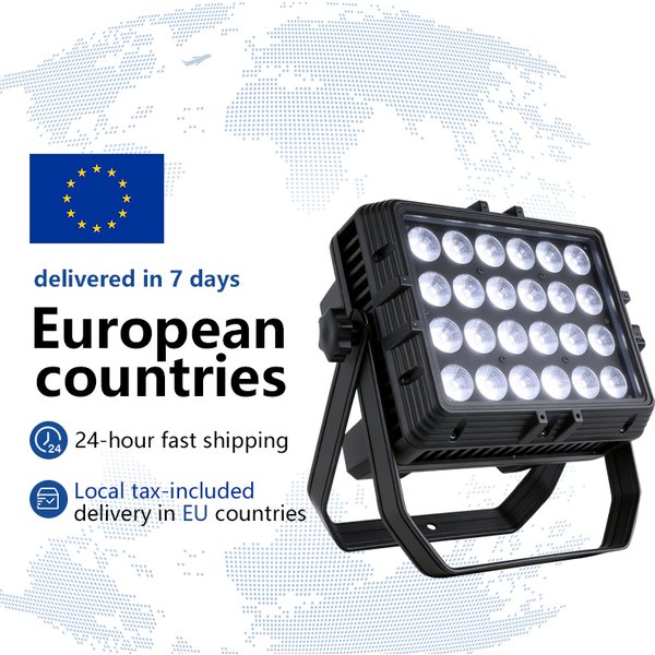 2-8 pièces 24x18W RGBWA UV 6 en 1 Projecteur LED carré étanche pour extérieur, éclairage de scène professionnel pour DJ et discothèque