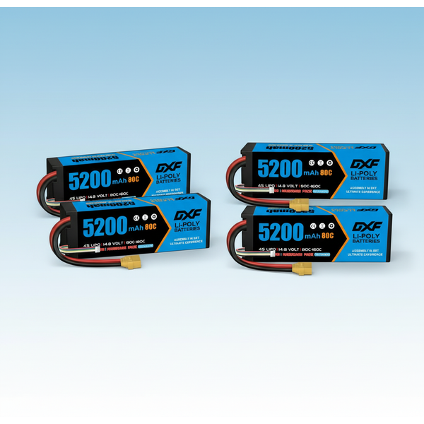 DXF 14,8V 5200mAh 4S Lipo-Akku 80C mit XT90-Stecker Hardcase für 1/8 Buggy Truggy Offroad Boot Auto LKW RACING Helikopter