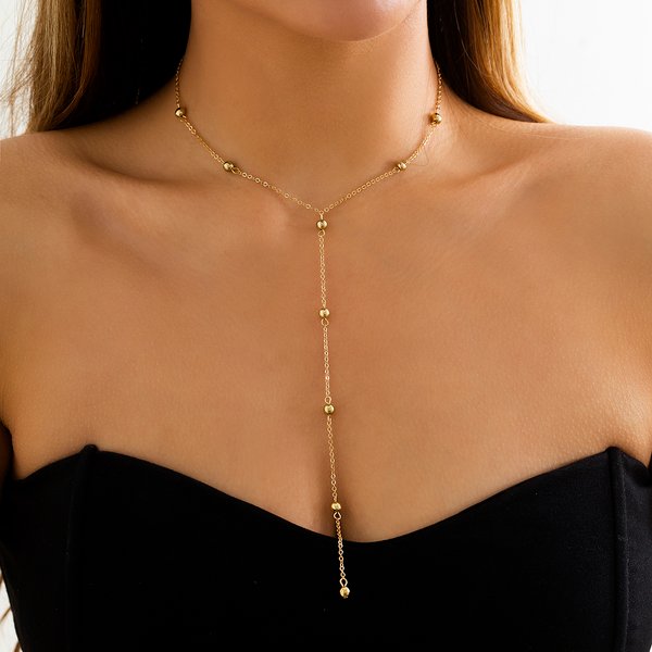 Ingemark minimalisme 2022 Long gland collier pour femmes filles Vintage poitrine mince chaîne boule pendentif femme cou bijoux cadeau nouveau