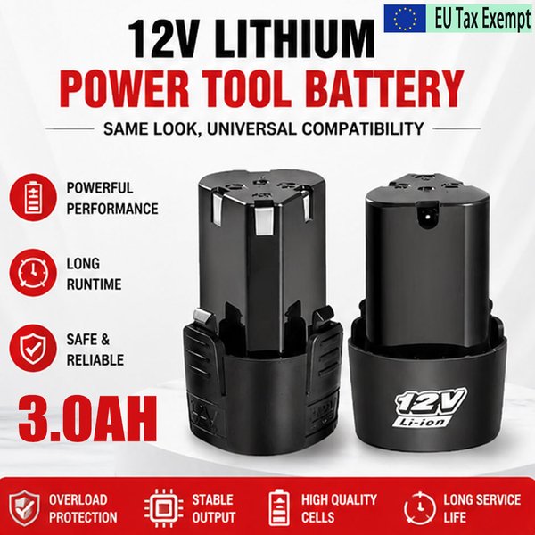 Kompatibel mit DKCD Elektrowerkzeug-Akku 12V 3,0Ah Lithium-Akkupack mit Ladegerät Polen Lager für Schlagschrauber Winkelschleifer Elektrobohrer