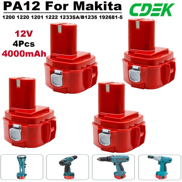 Pour batterie Makita PA12 12V 4000mAh batterie Ni-Mh pour Makita 1200 1220 1201 1222 1233SA/B1235 192681 -5 piles pour outils électriques