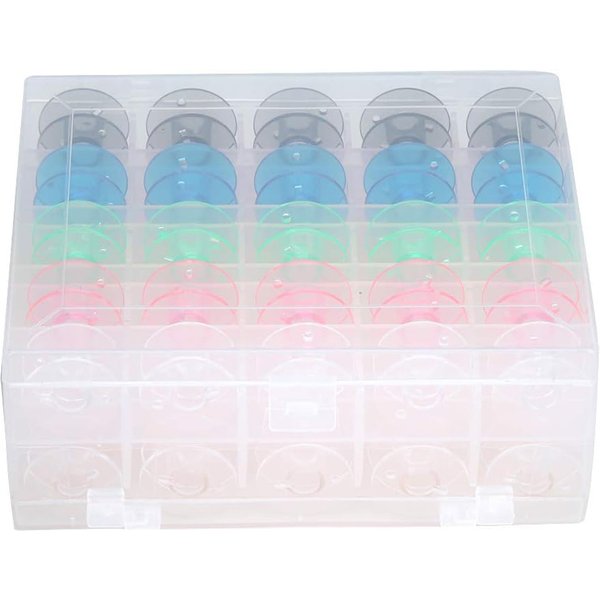 50Pcs Sewing Machine Empty Bobbins Plastic Box Sewing Thread Machine Bobbins Colorful Transparent Bobbin Craft DIY Sewing Tool