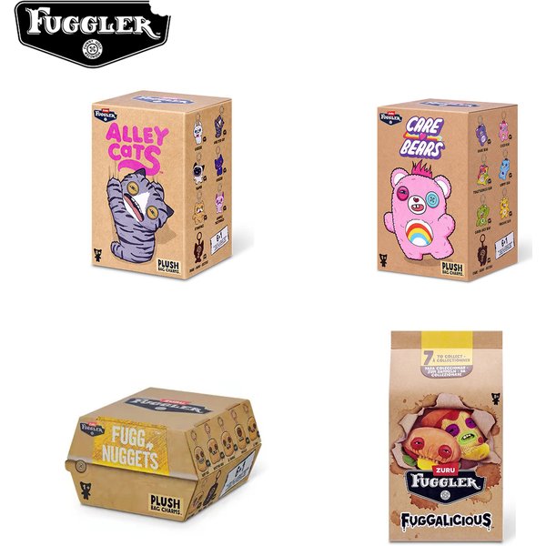 Original Fuggler Hässliche Zähne Monster Plüschtiere Katzen-Bären Plüsch-Schlüsselanhänger Nuggets Anhänger Taschenanhänger Hamburger-Puppen Zufällig 1 Stück