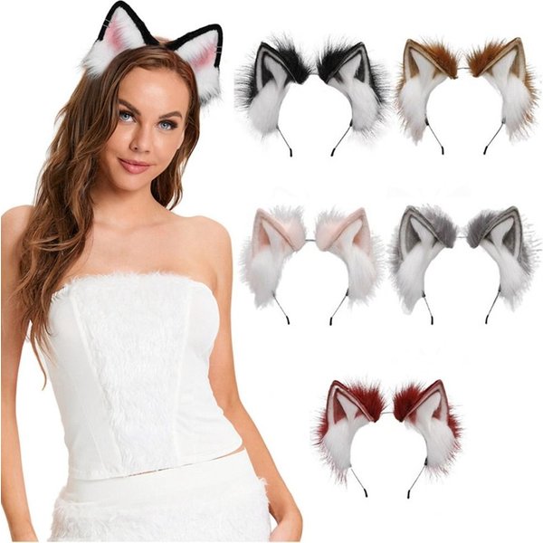 Damen Lolita Plüsch Haarschmuck Tier Niedliche Katzenohren Haar Halloween Party Haarreifen Anime Cosplay Fancy Requisiten Kostümparty