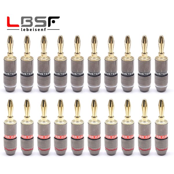20 sztuk/10pairs Monster wtyczka bananowa 24K pozłacane czystej miedzi Adapter do głośnika śruby wtyczki głośnikowe złącza Audio