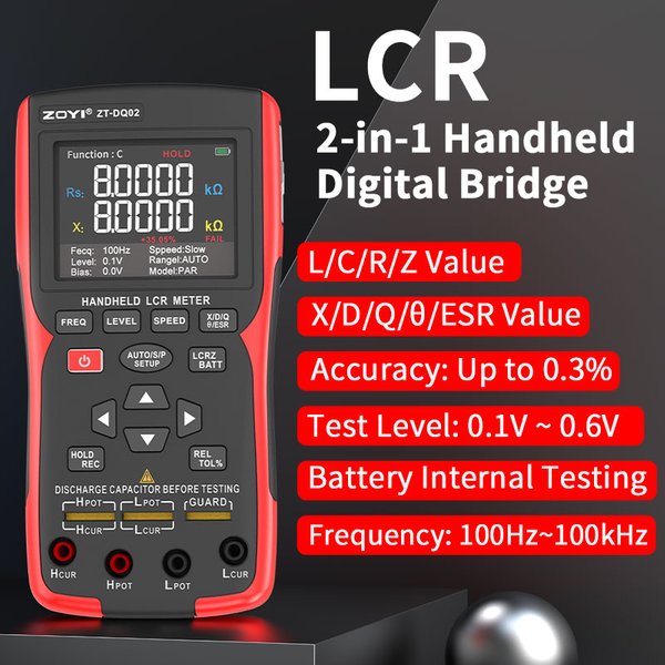 ZOYI ZT-DQ02 2-in-1 LCR Batterie-Innenwiderstandstester für Elektrofahrzeuge 18650/12V/24V/48V/72V IR & Spannungstest