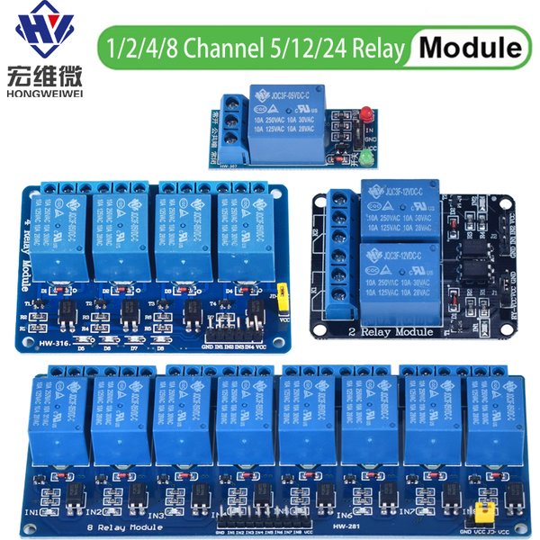DC 5 V 12 V 24 V 1 2 4 6 8-Kanal-Relaismodul-Board-Abschirmung mit Optokoppler/Hoch- und Low-Level-Trigger für Arduino Raspberry