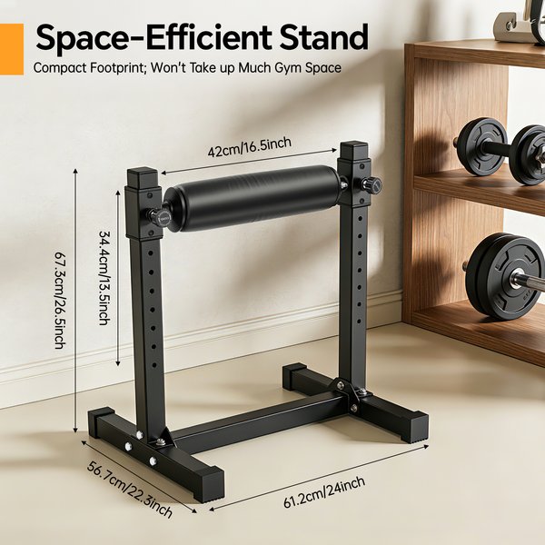 9 verstellbarer geteilter Squat-Ständer, einbeinige Squat-Rolle, Belastung 200 kg Beinkrafttrainingsmaschine 612 x 567 x 673 mm