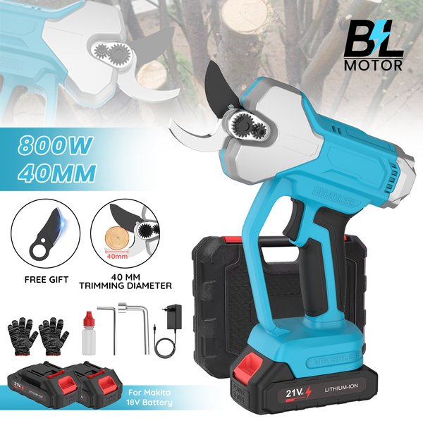 40MM Kabellose Bürstenlose Elektrische Astschere Baum-Bonsai-Schneider Astschneider Elektrowerkzeug für Makita 18V Akku (2 Akkus)