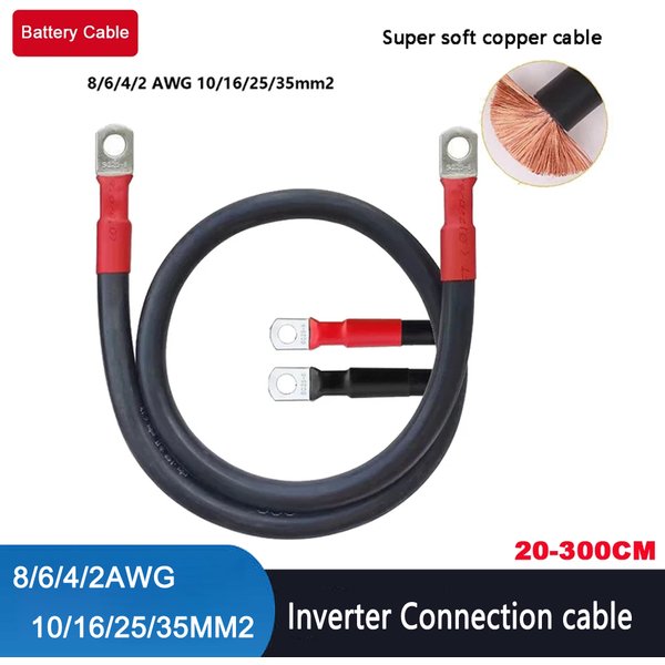 Miękki kabel połączeniowy akumulatora 8/6/4/2AWG Drut miedziany 10/16/25/35mm2 z końcówką SC M6 M8 M10 do falownika samochodowego UPS solarny