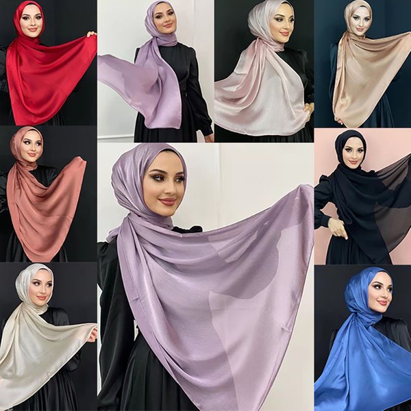 Hijab femme musulman ramadan abaya femme islam foulard musulmane pour femme bonnet soie de medin Abaya – foulard musulman pour femmes, châle, hijab de ramadan en satin de soie, robe turban,