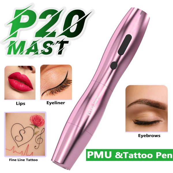Mast P20 Stylo Machine de Tatouage PMU Course 2,5 mm Batterie Sans Fil 122g Design Léger Micropigmentation Machine de Maquillage Permanent